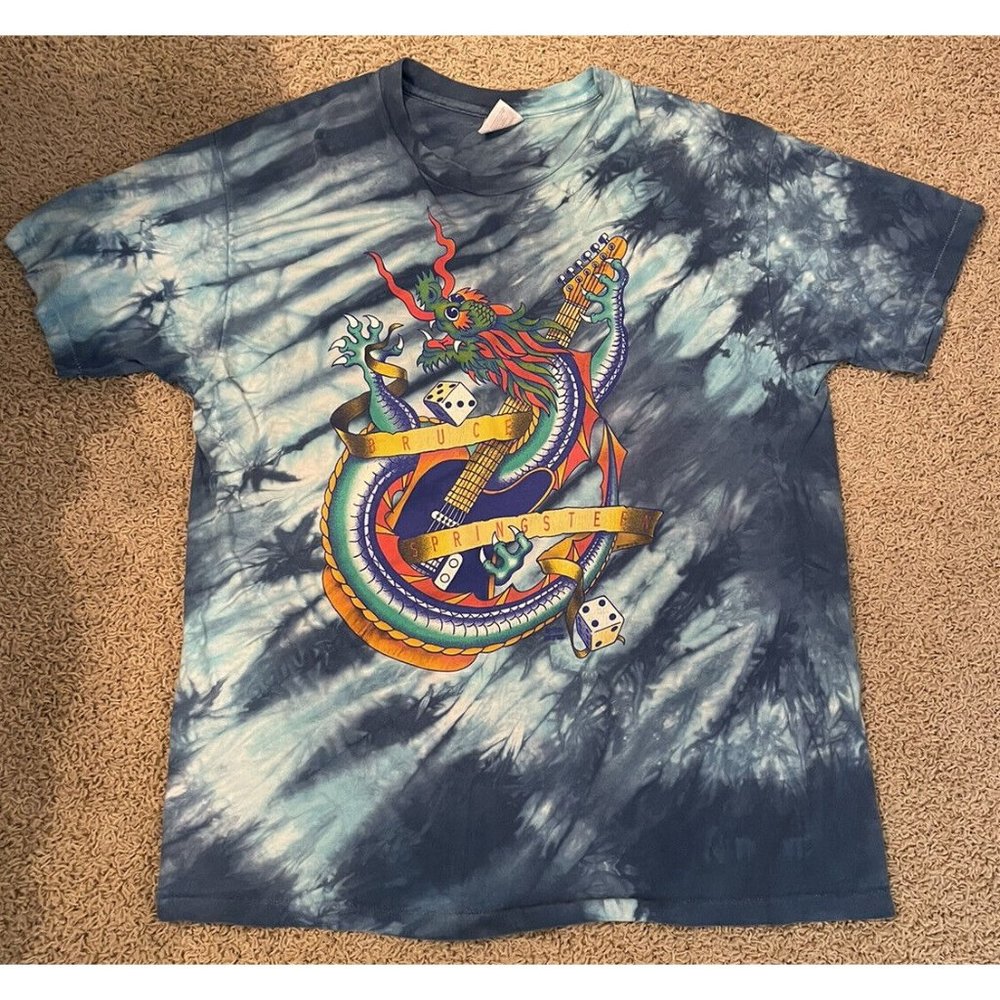Vintage Bruce Springsteen 1992 Tour RARE Dragon Merch Tie Dye Shirt Sz XL